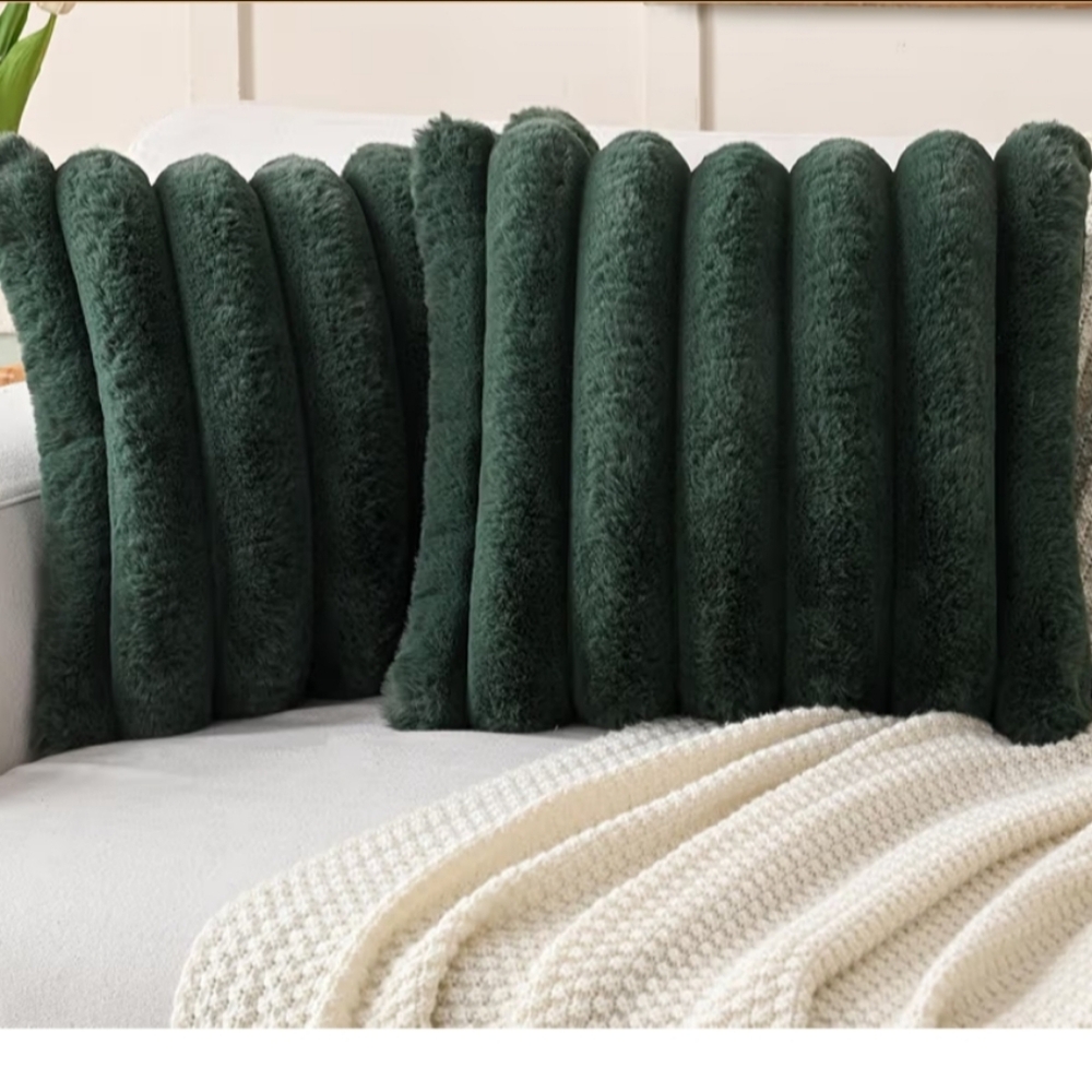 Luxurious Green Plush Pillow Set
